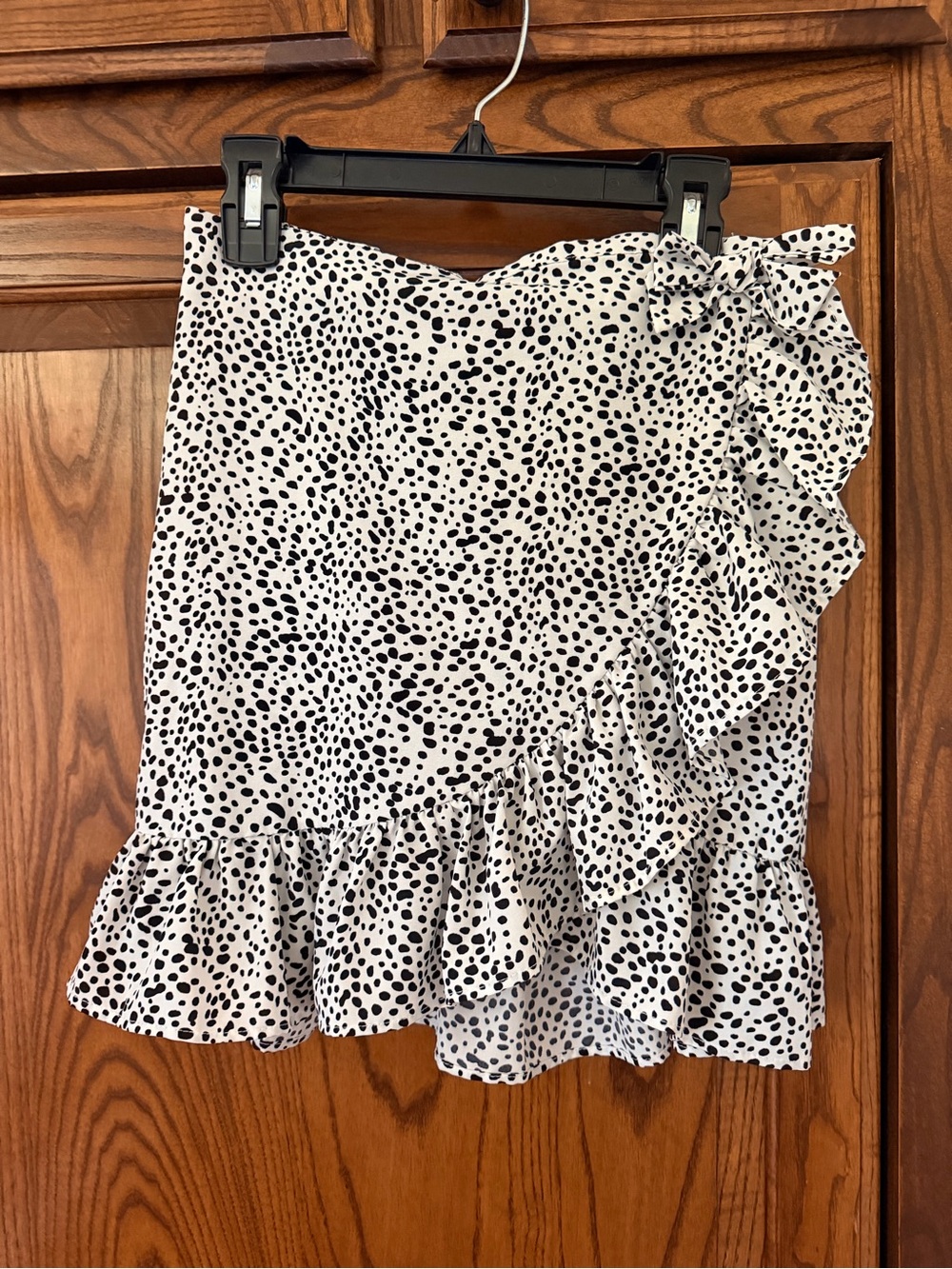 Girls Black & White Ruffle Mini Skirt